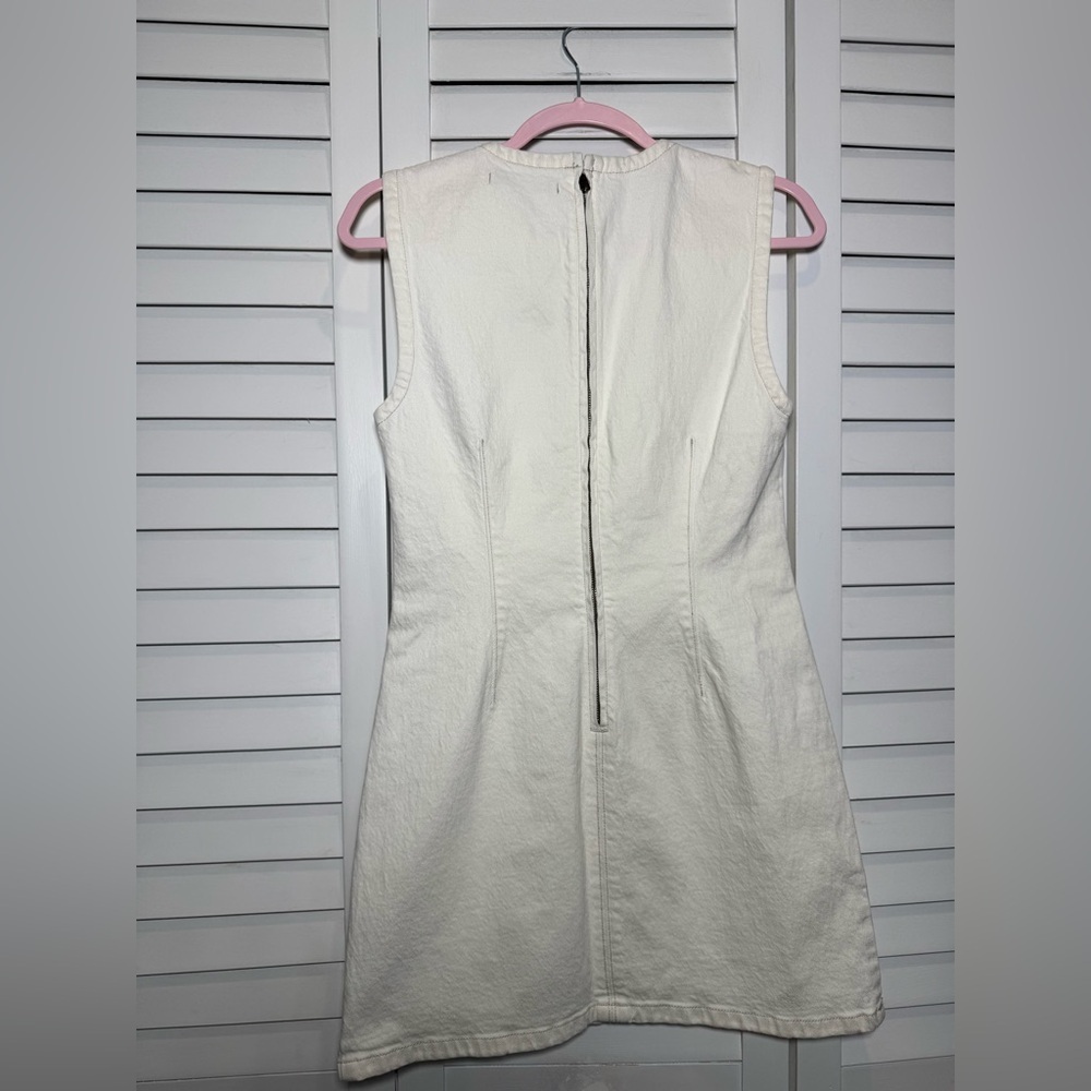 Abercrombie & Fitch Cream Sleeveless Denim Mini Dress with Corset Seaming Size S - Picture 9 of 11